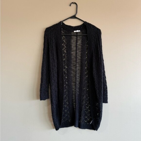 Maurices Black Open Knit Cardigan Sweater - Picture 1 of 5